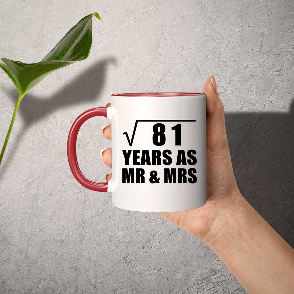 9th Anniversary Square Root of 81 Years As Mr & Mrs - 11oz Accent Mug Red