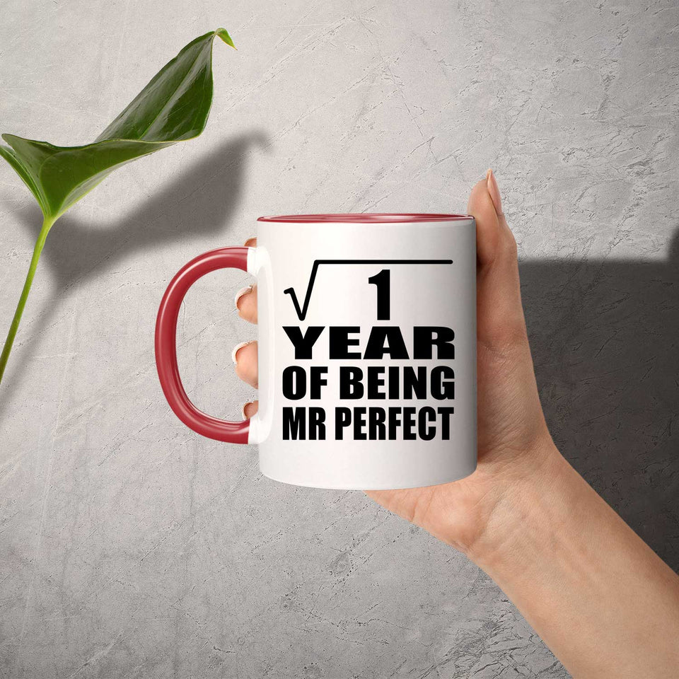 1st Anniversary Square Root of 1 Year of Mr Perfect - 11oz Accent Mug Red