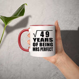 7th Anniversary Square Root of 49 Years of Mrs Perfect - 11oz Accent Mug Red
