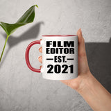 Film Editor Established EST. 2021 - 11oz Accent Mug Red
