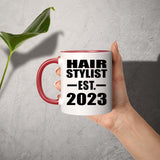 Hair Stylist Established EST. 2023 - 11oz Accent Mug Red