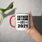 Father In Law Established EST. 2021 - 11oz Accent Mug Red