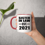 Sister In Law Established EST. 2021 - 11oz Accent Mug Red
