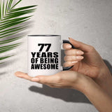 77th Birthday 77 Years Of Being Awesome - 11oz Accent Mug Black