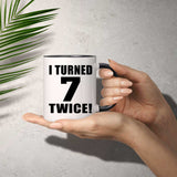 14th Birthday I Turned 7 Twice - 11oz Accent Mug Black