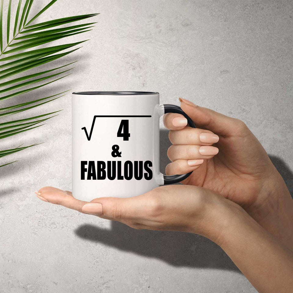 2nd Birthday Square Root of 4 & Fabulous - 11oz Accent Mug Black