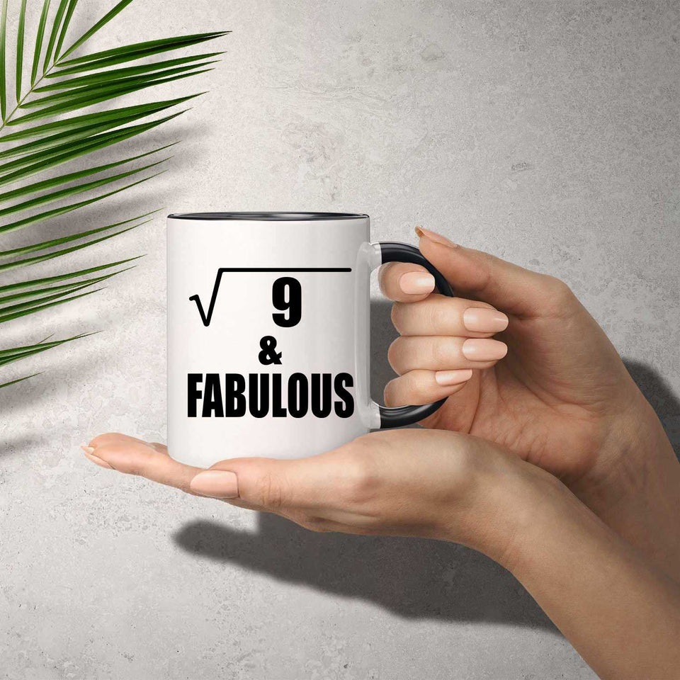3rd Birthday Square Root of 9 & Fabulous - 11oz Accent Mug Black