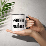 64th Birthday Square Root of 4096 & Fabulous - 11oz Accent Mug Black