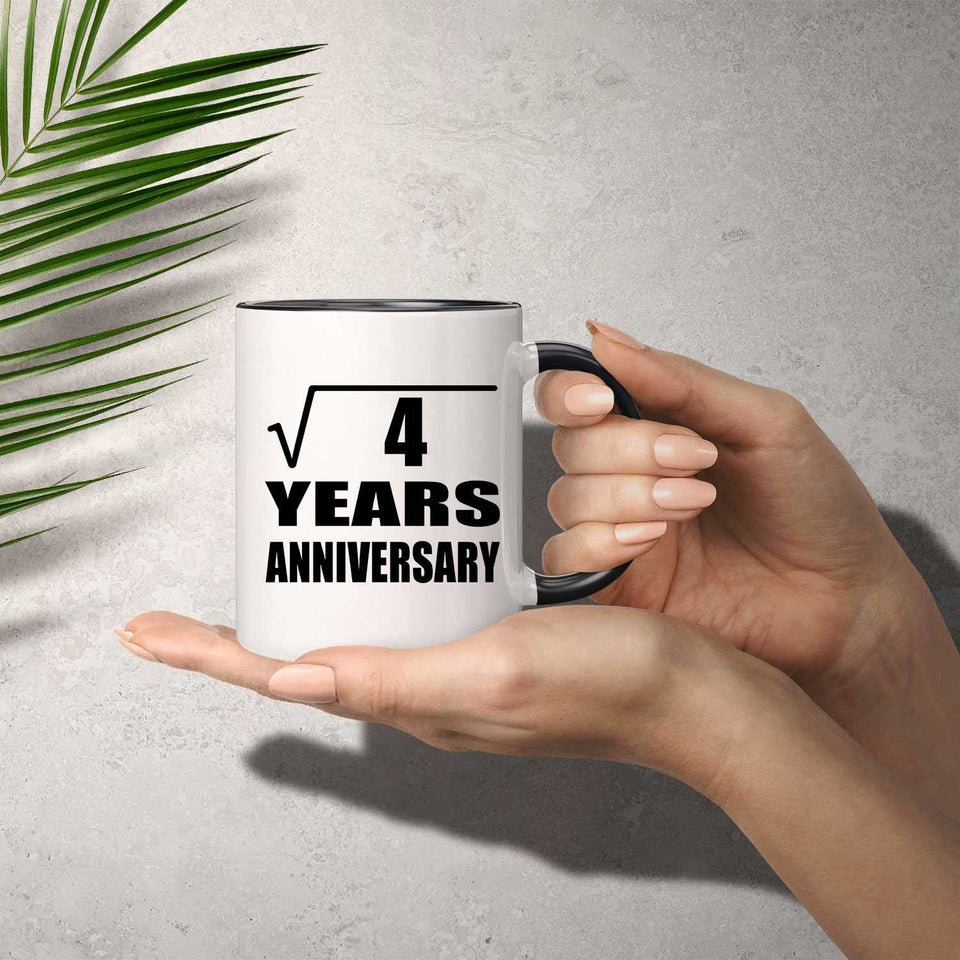 2nd Anniversary Square Root of 4 Years Anniversary - 11oz Accent Mug Black