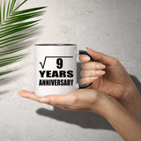 3rd Anniversary Square Root of 9 Years Anniversary - 11oz Accent Mug Black