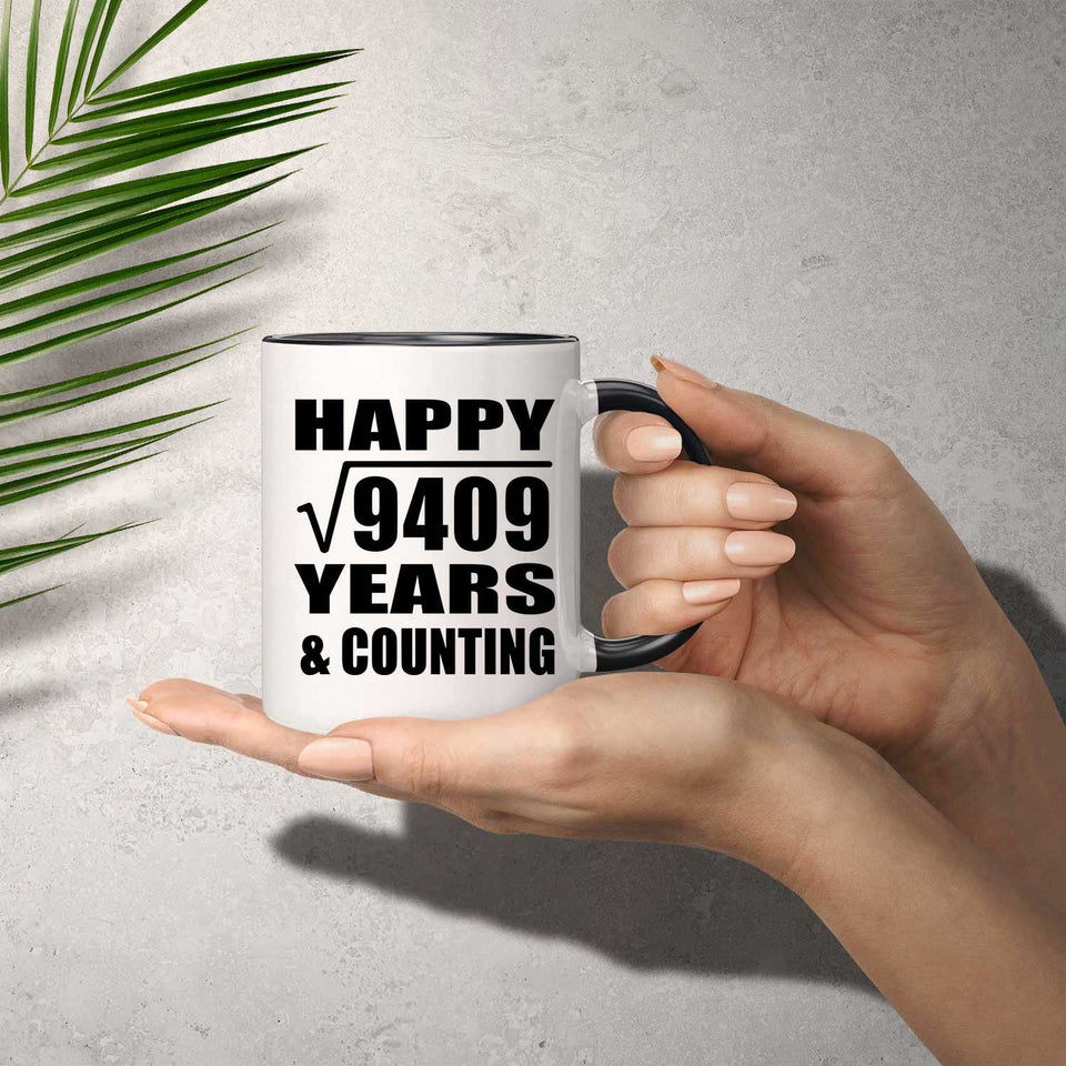 Happy 97th Anniversary Square Root of 9409 Years & Counting - 11oz Accent Mug Black