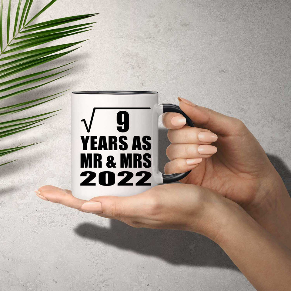3rd Anniversary Square Root of 9 Years As Mr & Mrs 2022 - 11oz Accent Mug Black