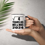 2nd Anniversary Square Root of 4 Years As Mr & Mrs 2024 - 11oz Accent Mug Black