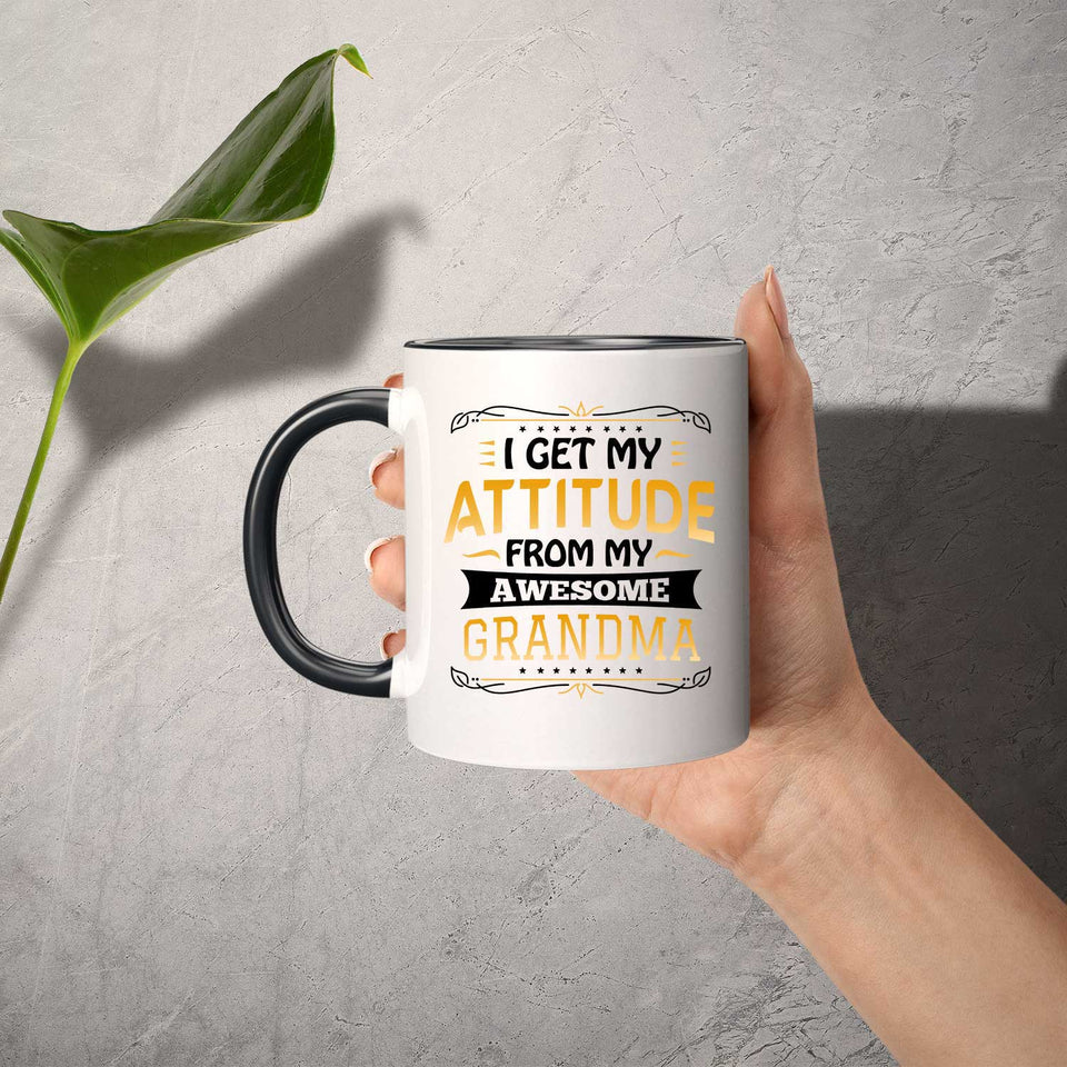 I Get My Attitude From My Awesome Grandma - 11oz Accent Mug Black