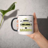 My Biggest Reason For Living Calls Me Grandpa - 11oz Accent Mug Black