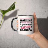 Warning This Girl Is Protected by A Crazy Grandpa - 11oz Accent Mug Black