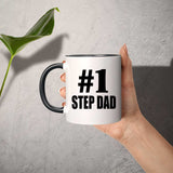 Number One #1 Step Dad - 11oz Accent Mug Black