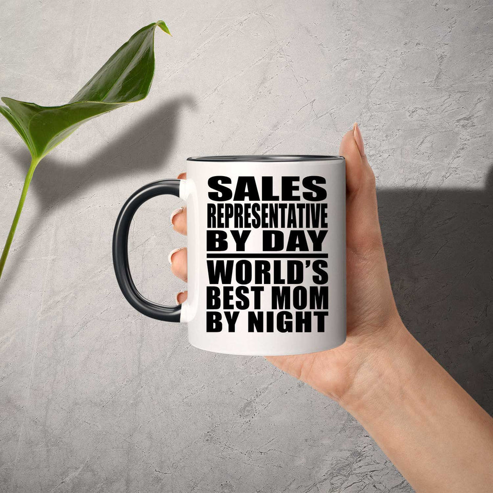 Sales Representative By Day World's Best Mom By Night - 11oz Accent Mug Black