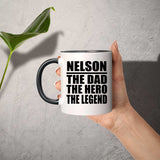 Nelson The Dad The Hero The Legend - 11oz Accent Mug Black