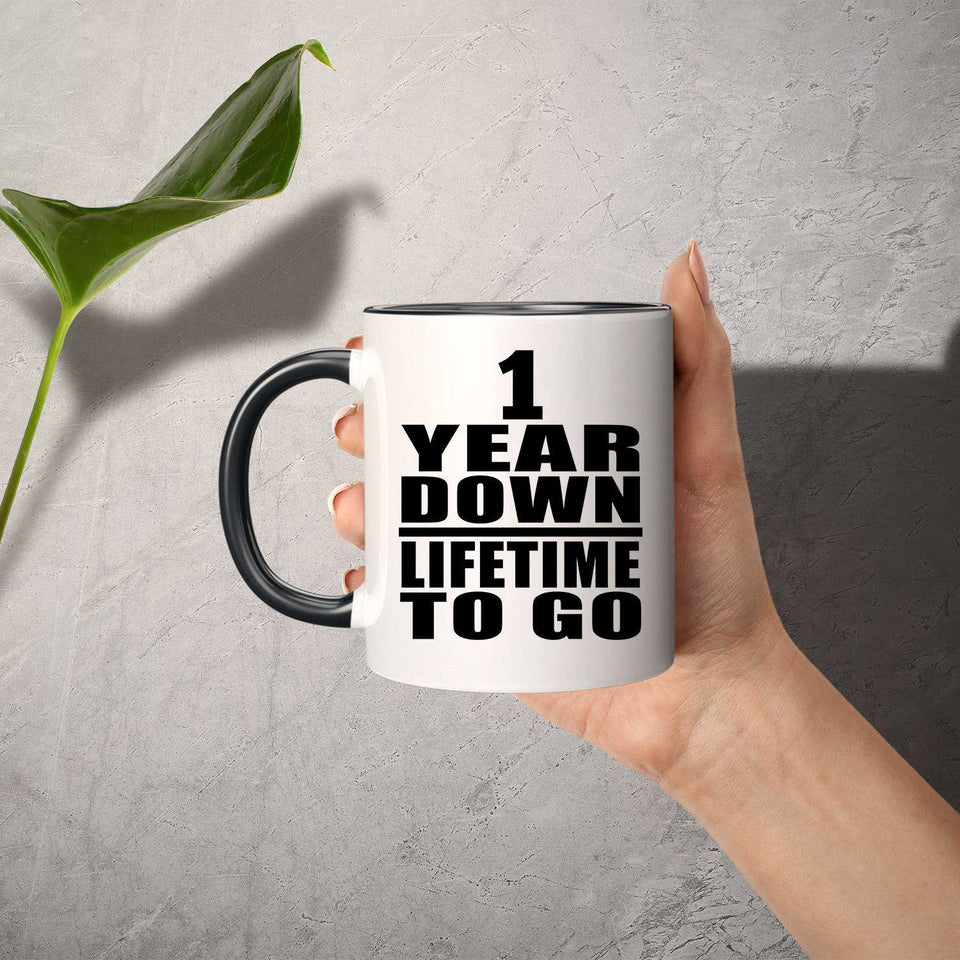 1st Anniversary 1 Year Down Lifetime To Go - 11oz Accent Mug Black