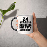 Happy 24th Anniversary 24 Years & Counting - 11oz Accent Mug Black