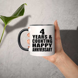 Happy 4th Anniversary 4 Years & Counting - 11oz Accent Mug Black
