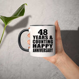 Happy 48th Anniversary 48 Years & Counting - 11oz Accent Mug Black