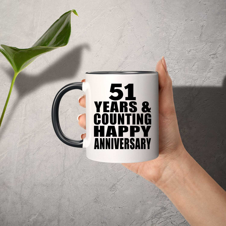 Happy 51st Anniversary 51 Years & Counting - 11oz Accent Mug Black