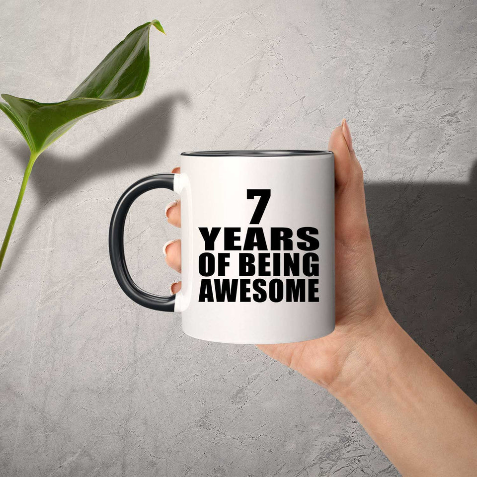 7th Birthday 7 Years Of Being Awesome - 11oz Accent Mug Black