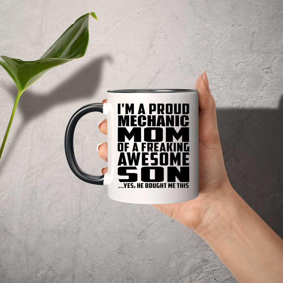 Proud Mechanic Mom Of Awesome Son - 11oz Accent Mug Black