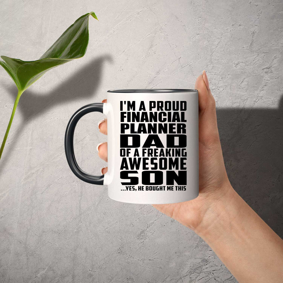 Proud Financial Planner Dad Of Awesome Son - 11oz Accent Mug Black
