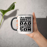 Proud Safety Inspector Dad Of Awesome Son - 11oz Accent Mug Black