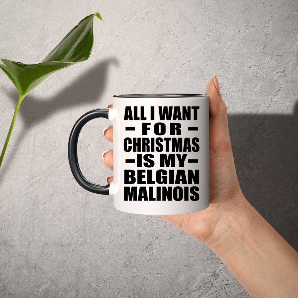 All I Want For Christmas Is My Belgian Malinois - 11oz Accent Mug Black