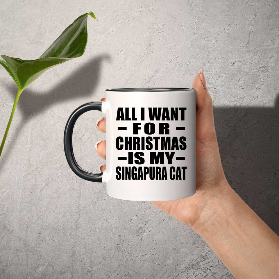 All I Want For Christmas Is My Singapura Cat - 11oz Accent Mug Black
