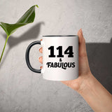 114th Birthday 114 & Fabulous - 11oz Accent Mug Black