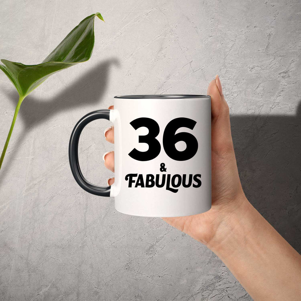 36th Birthday 36 & Fabulous - 11oz Accent Mug Black