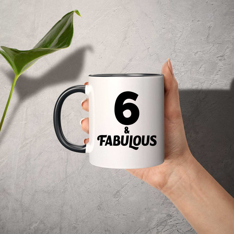 6th Birthday 6 & Fabulous - 11oz Accent Mug Black