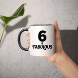 6th Birthday 6 & Fabulous - 11oz Accent Mug Black