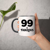 99th Birthday 99 & Fabulous - 11oz Accent Mug Black