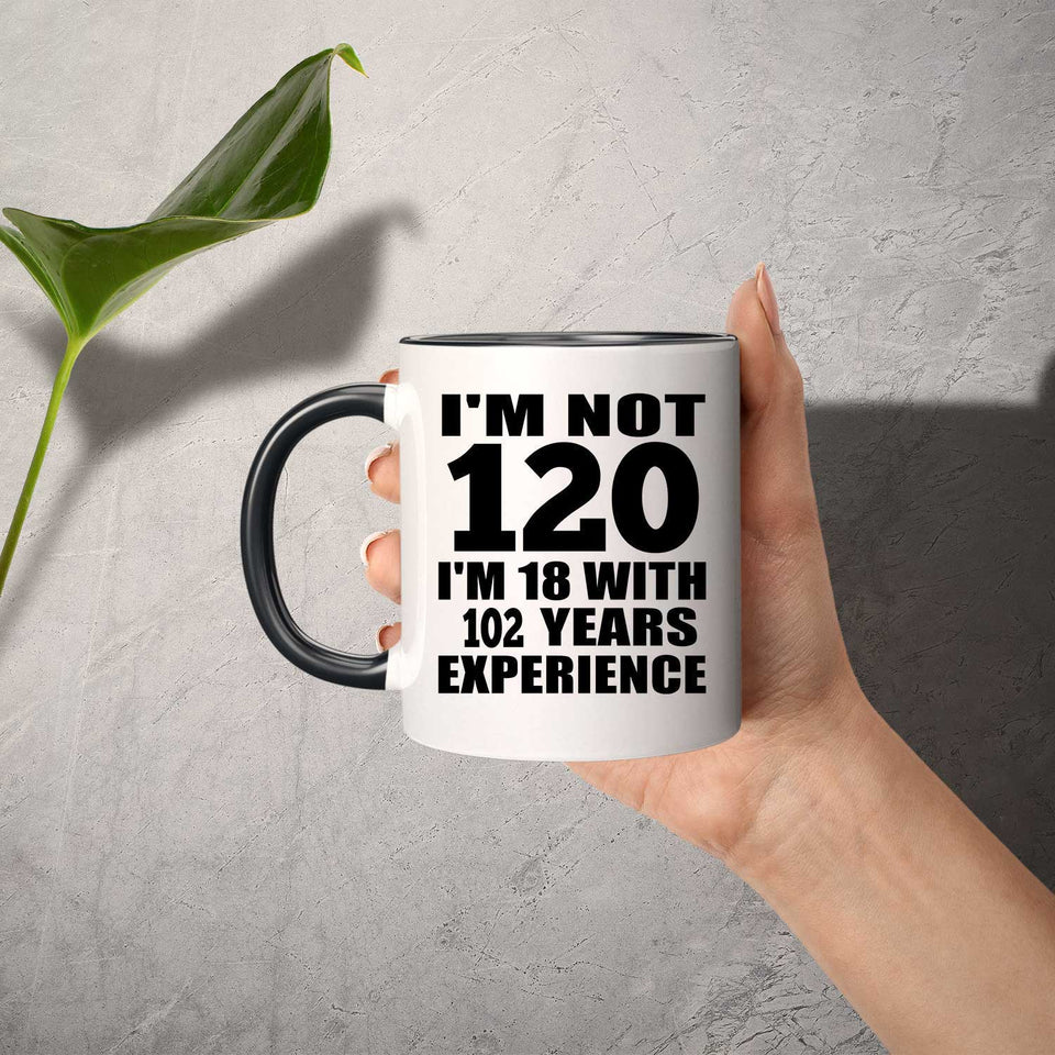 120th Birthday I'm Not 120 I'm 18 With 102 Years Experience - 11oz Accent Mug Black