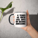 4th Birthday 4 Years 48 Months 1461 Days Of Awesome - 11oz Accent Mug Black