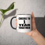 1st Anniversary Cheers To 1 Year Together - 11oz Accent Mug Black