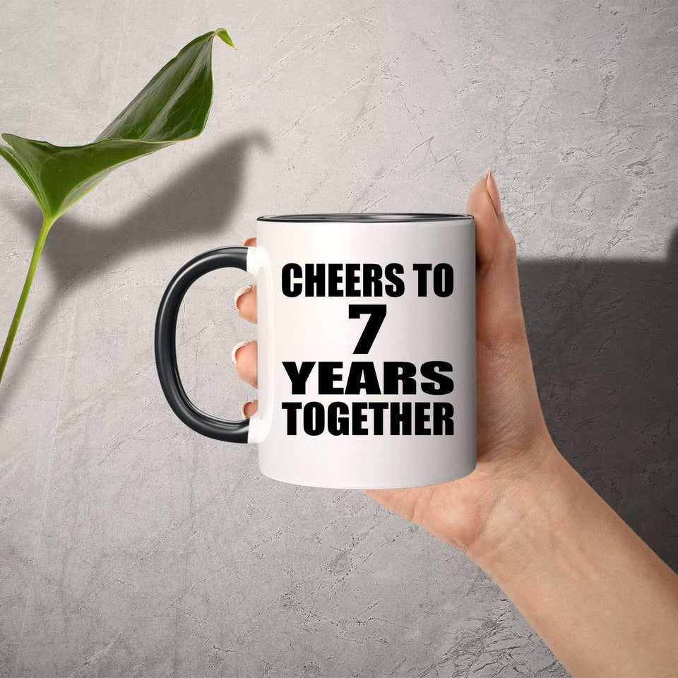 7th Anniversary Cheers To 7 Years Together - 11oz Accent Mug Black