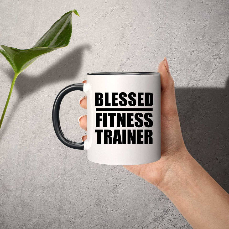 Blessed Fitness Trainer - 11oz Accent Mug Black