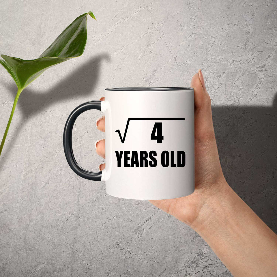 2nd Birthday Square Root of 4 Years Old - 11oz Accent Mug Black