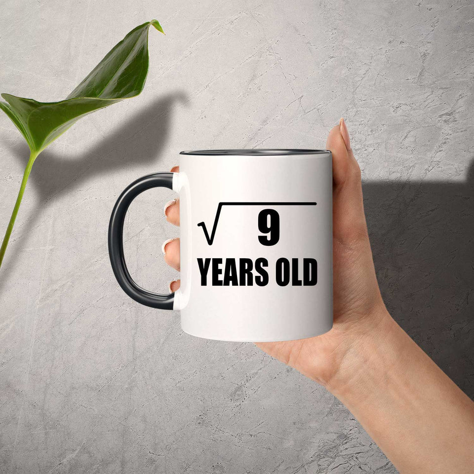 3rd Birthday Square Root of 9 Years Old - 11oz Accent Mug Black