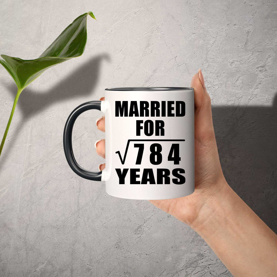 28th Anniversary Married For Square Root of 784 Years - 11oz Accent Mug Black