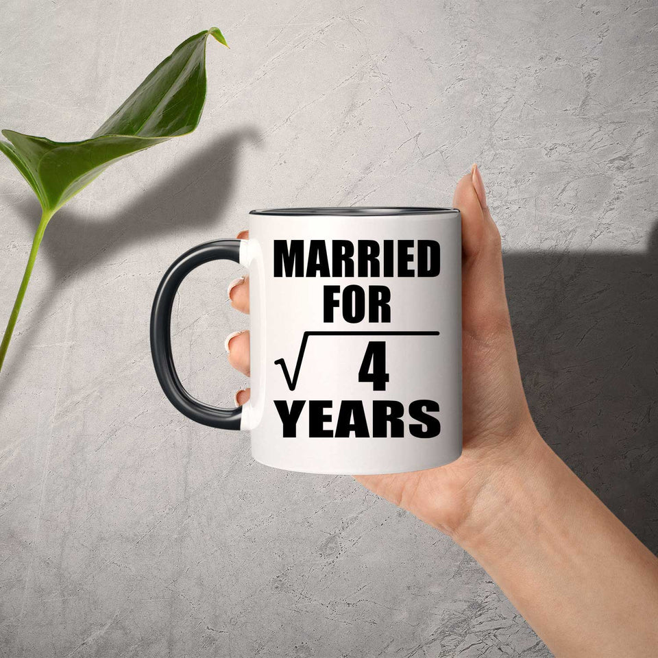 2nd Anniversary Married For Square Root of 4 Years - 11oz Accent Mug Black