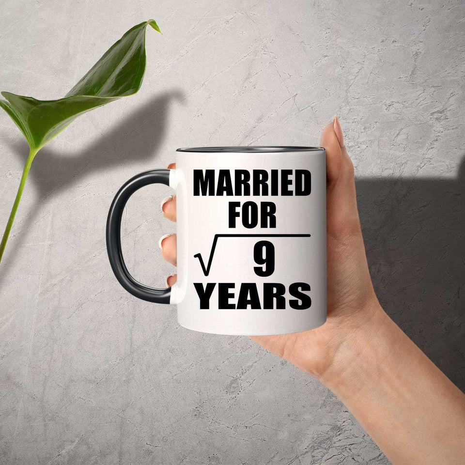 3rd Anniversary Married For Square Root of 9 Years - 11oz Accent Mug Black