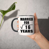 4th Anniversary Married For Square Root of 16 Years - 11oz Accent Mug Black